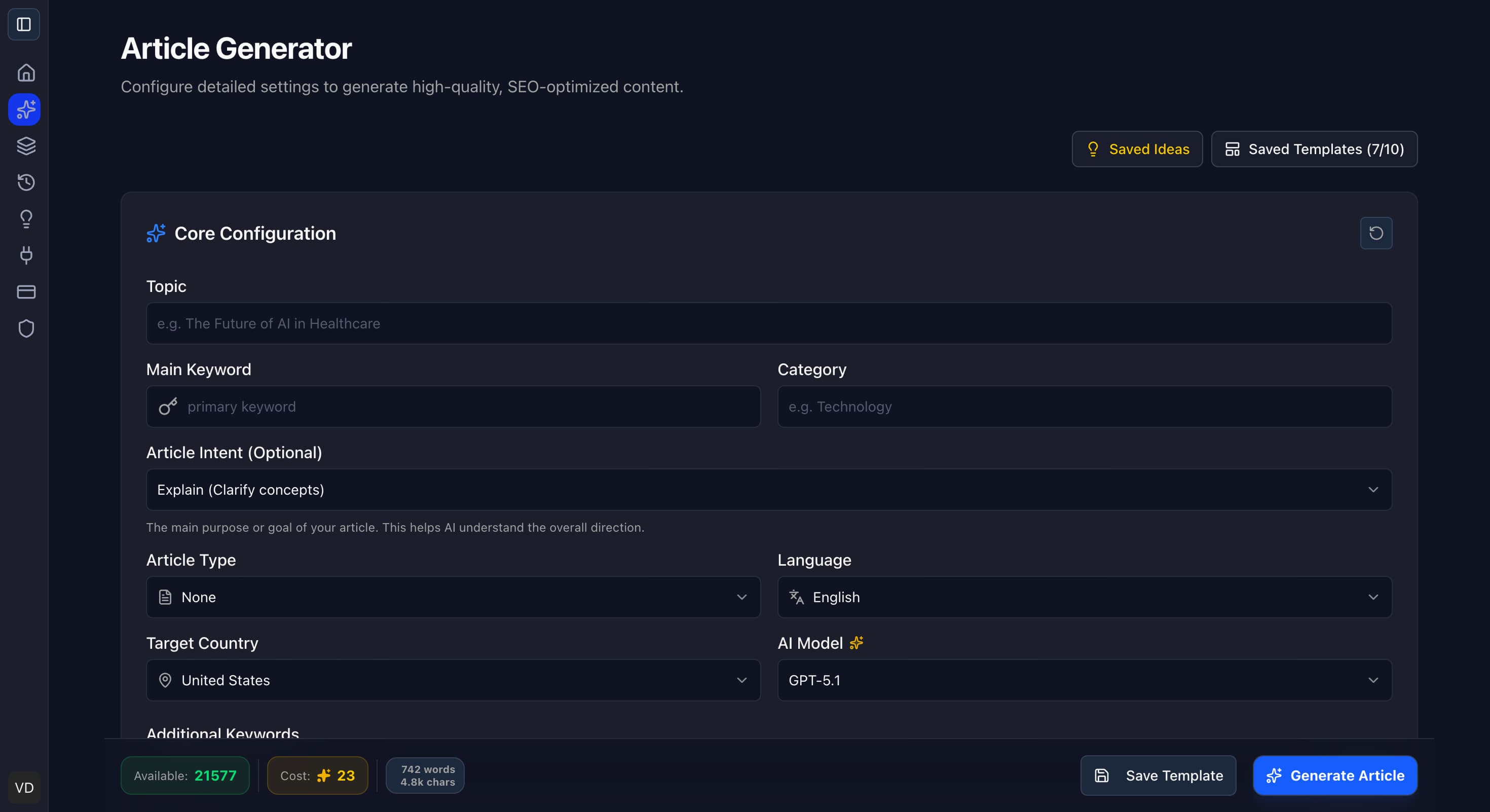 AI SEO Text Configurator